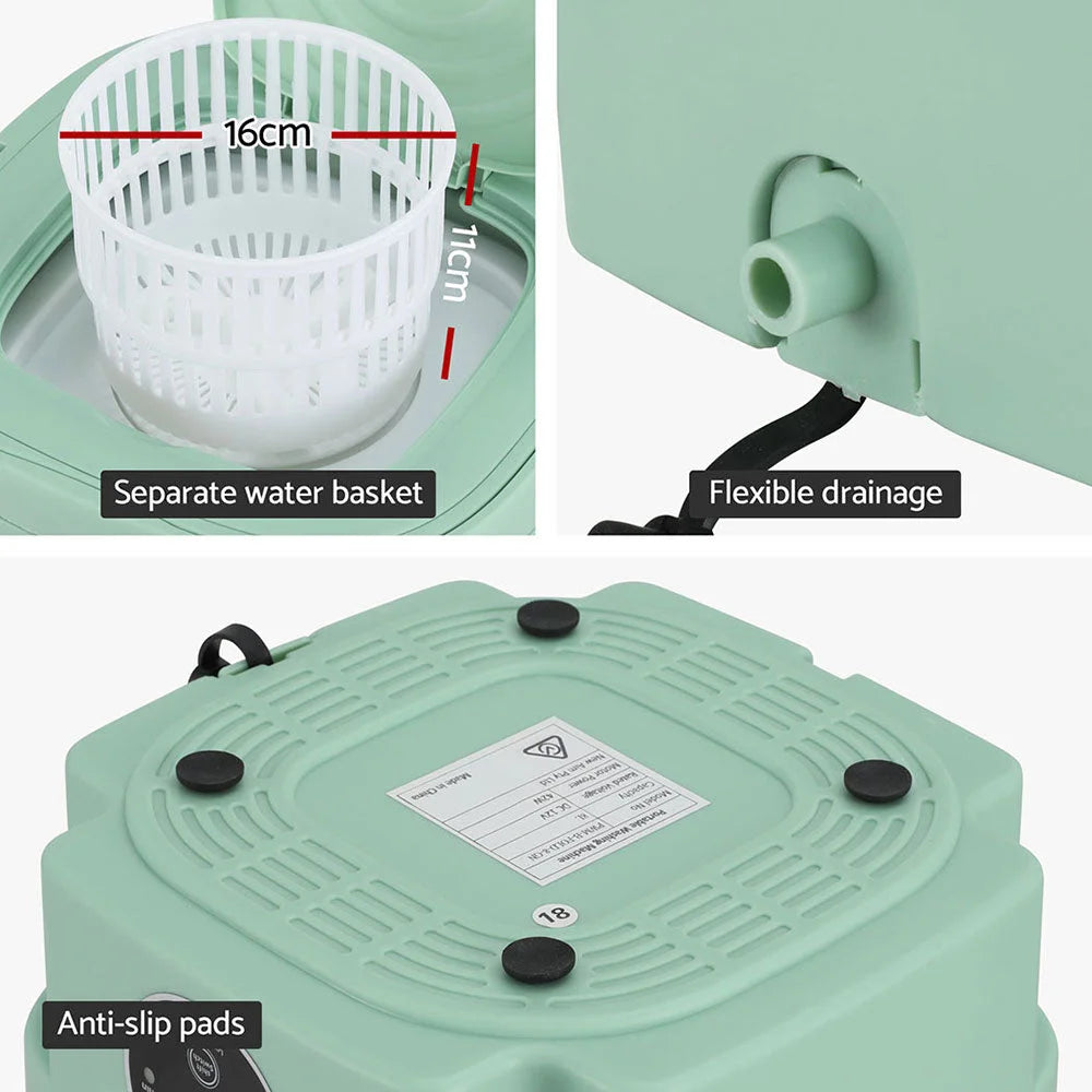 Portable Washing Machine 8L - Green - Home & Garden