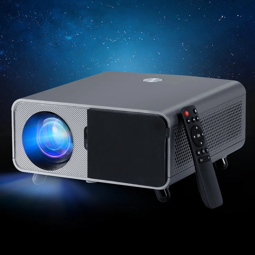 Wifi video projector with assembled base supports and lower rails