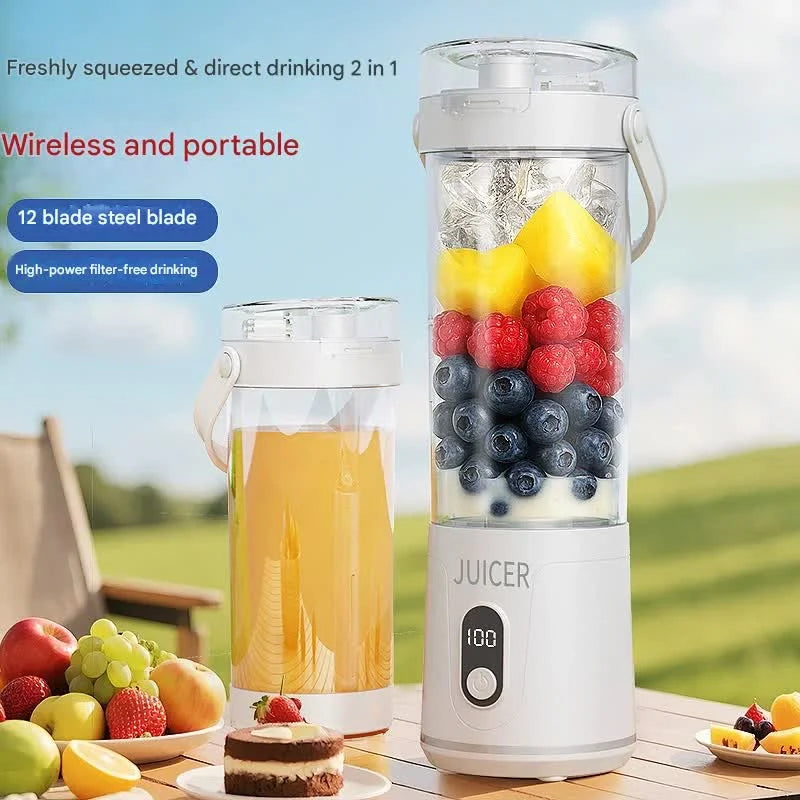 Portable Wireless Juicer Cup - 600ml 12-Blade USB-C