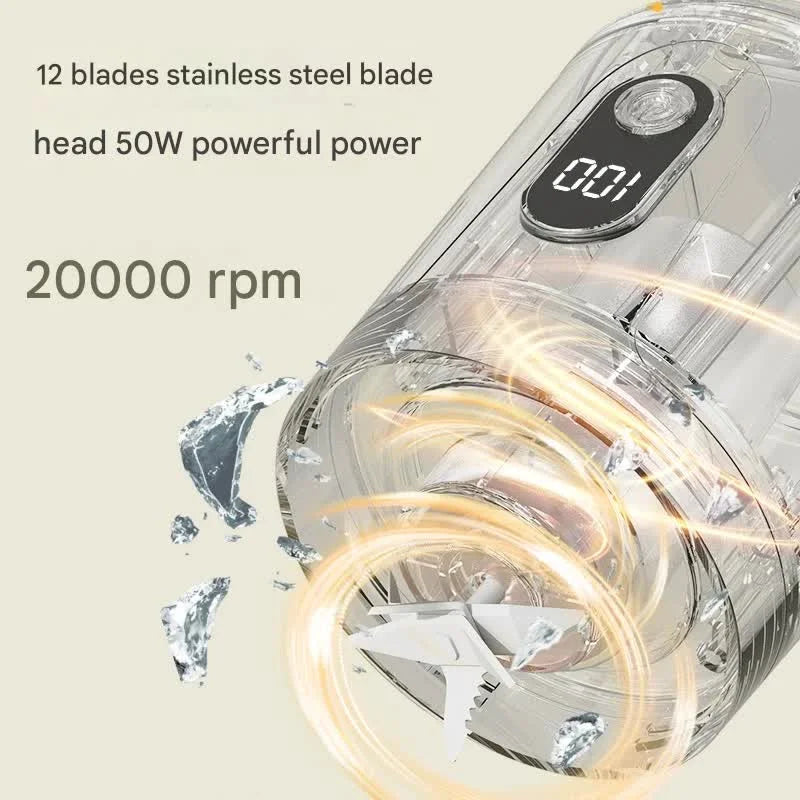 Portable Wireless Juicer Cup - 600ml 12-Blade USB-C