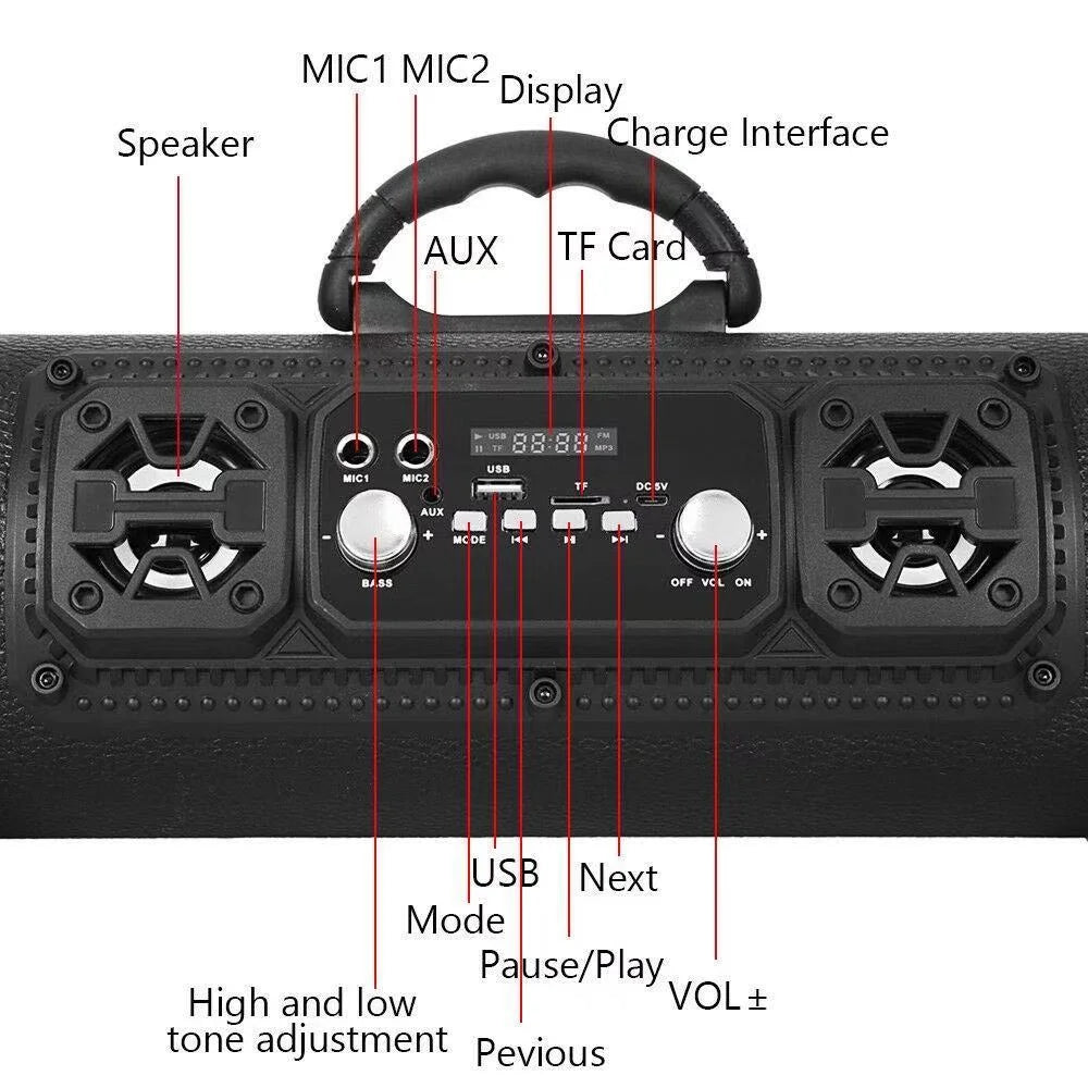 Portable Wireless Speaker - FM Radio USB/TF Playback AUX