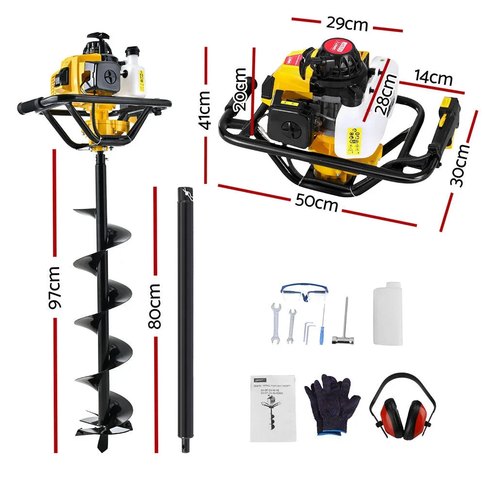 Post Hole Digger 63CC 200MM Petrol Drill Auger