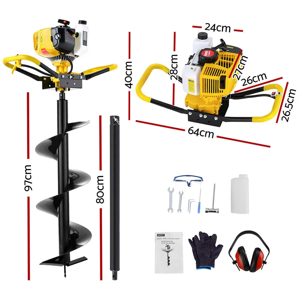 Post Hole Digger 74CC 300MM Petrol Drill Auger