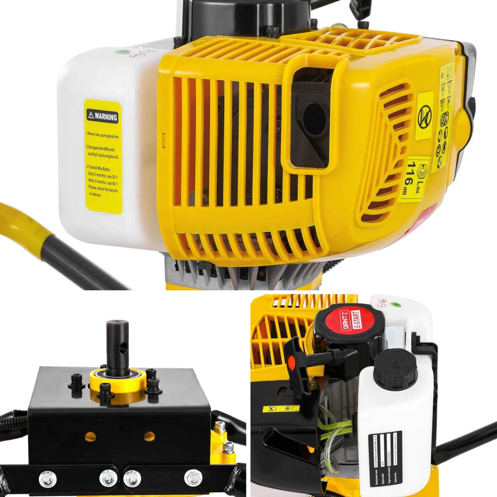 Post Hole Digger Motor 74CC Petrol Engine - Yellow - Tools