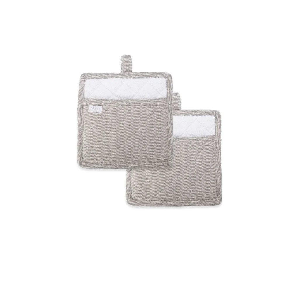 Pot Holders Rans Herringbone Cotton Set of 2 - Charcoal