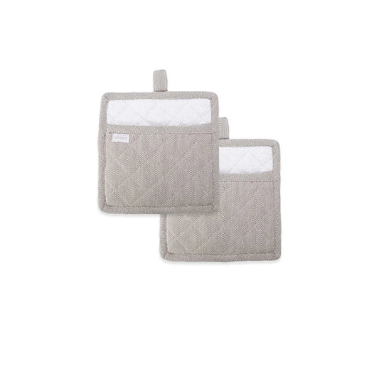 Pot Holders Rans Herringbone Cotton Set of 2 - Charcoal