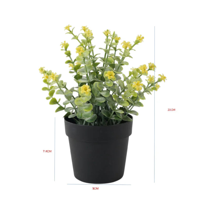 Potted Artificial Plant w Wild Flower 20cm - Home & Garden