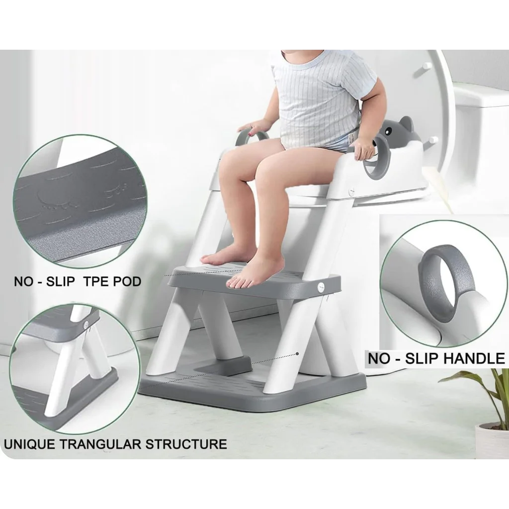 Potty Training Seat Ladder Kids Boys Girls Grey - Baby &