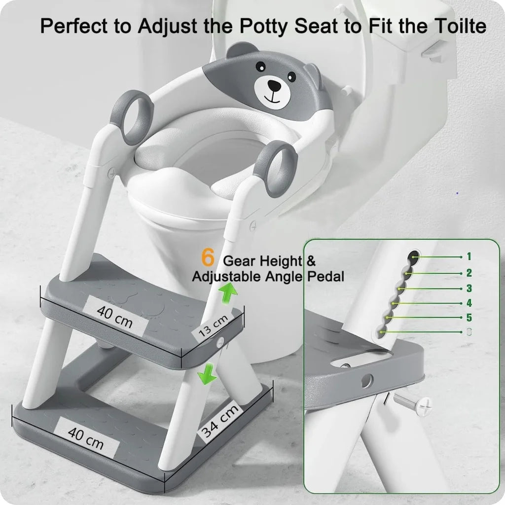 Potty Training Seat Ladder Kids Boys Girls Grey - Baby &