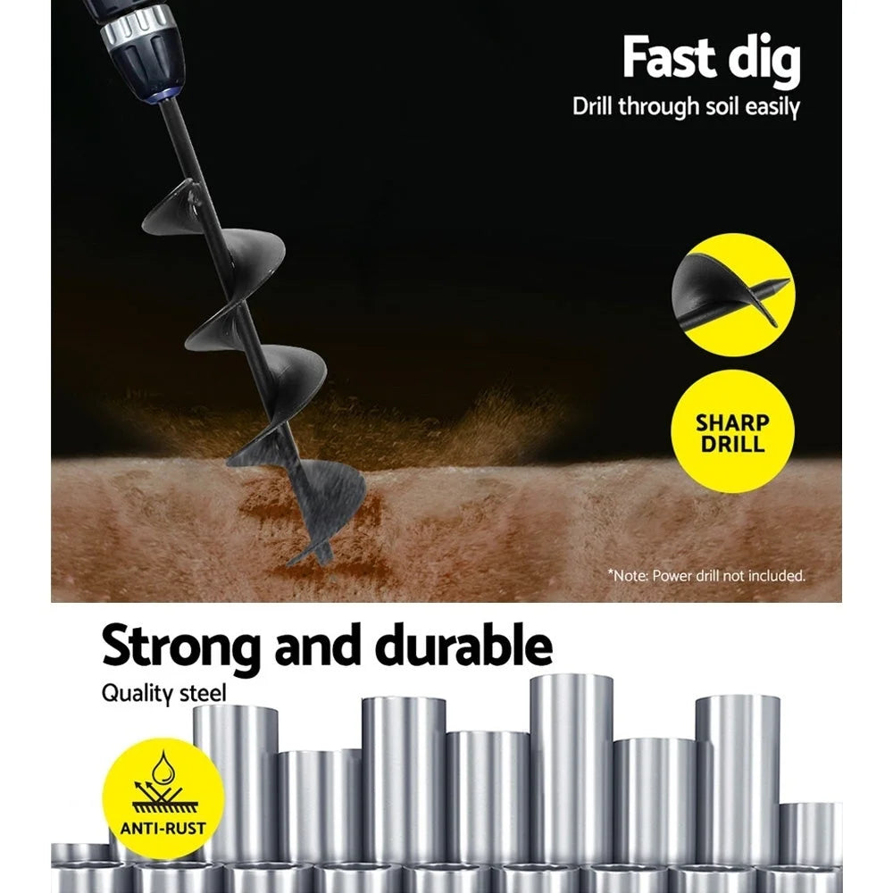 Power Garden Auger Small Earth Planter 75 x 300MM - Black