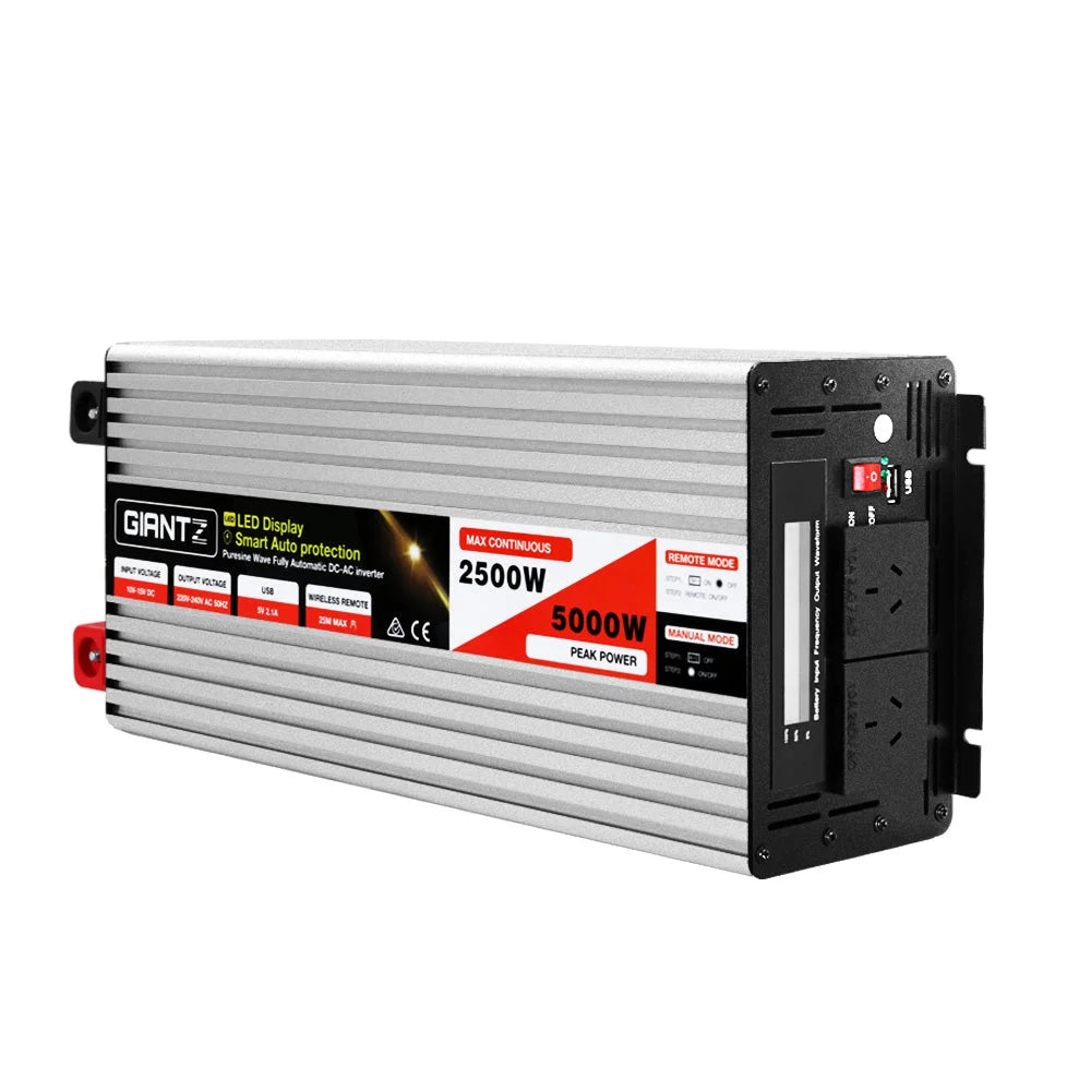 Power Inverter 12V to 240V 2500W/5000W - Pure Sine Wave