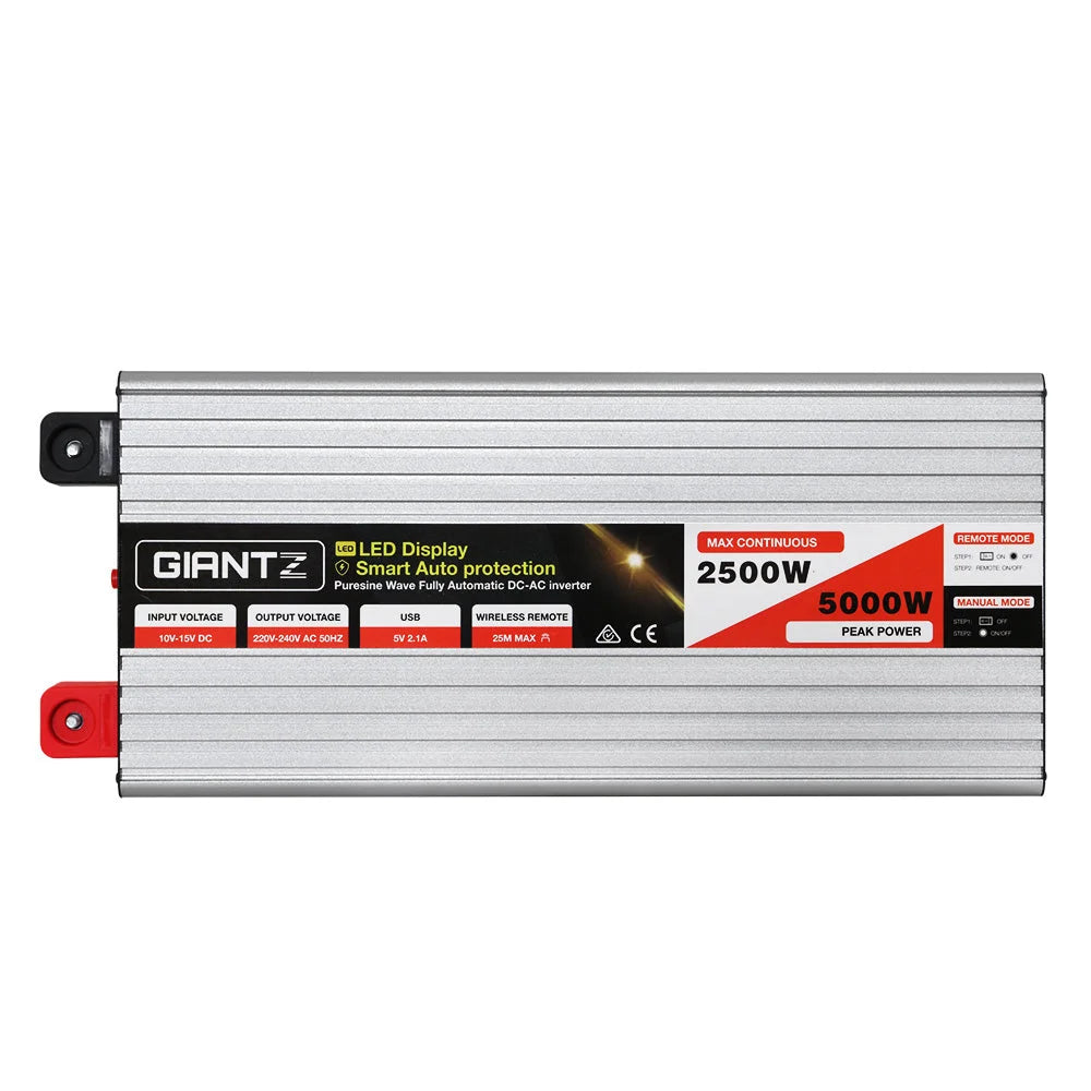 Power Inverter 12V to 240V 2500W/5000W - Pure Sine Wave