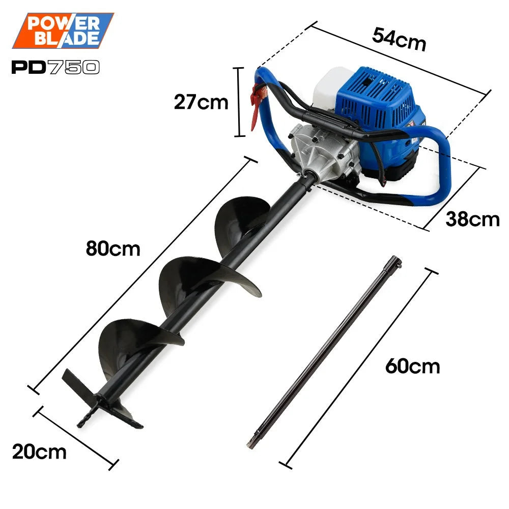 POWERBLADE PD750 52cc 2-Stroke Petrol Post Hole Digger