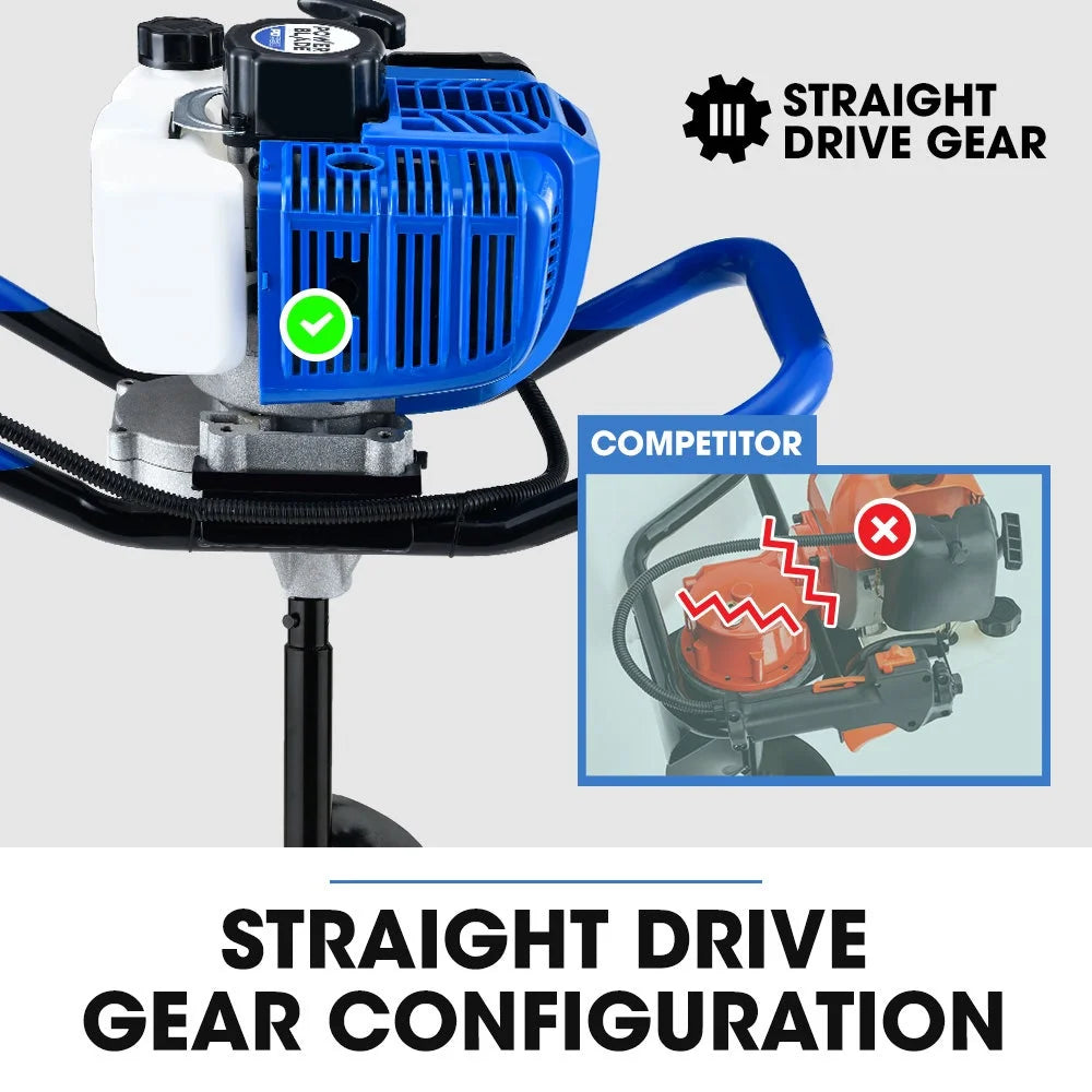 POWERBLADE PD950 52cc 2-Stroke Petrol Post Hole Digger w/ 3