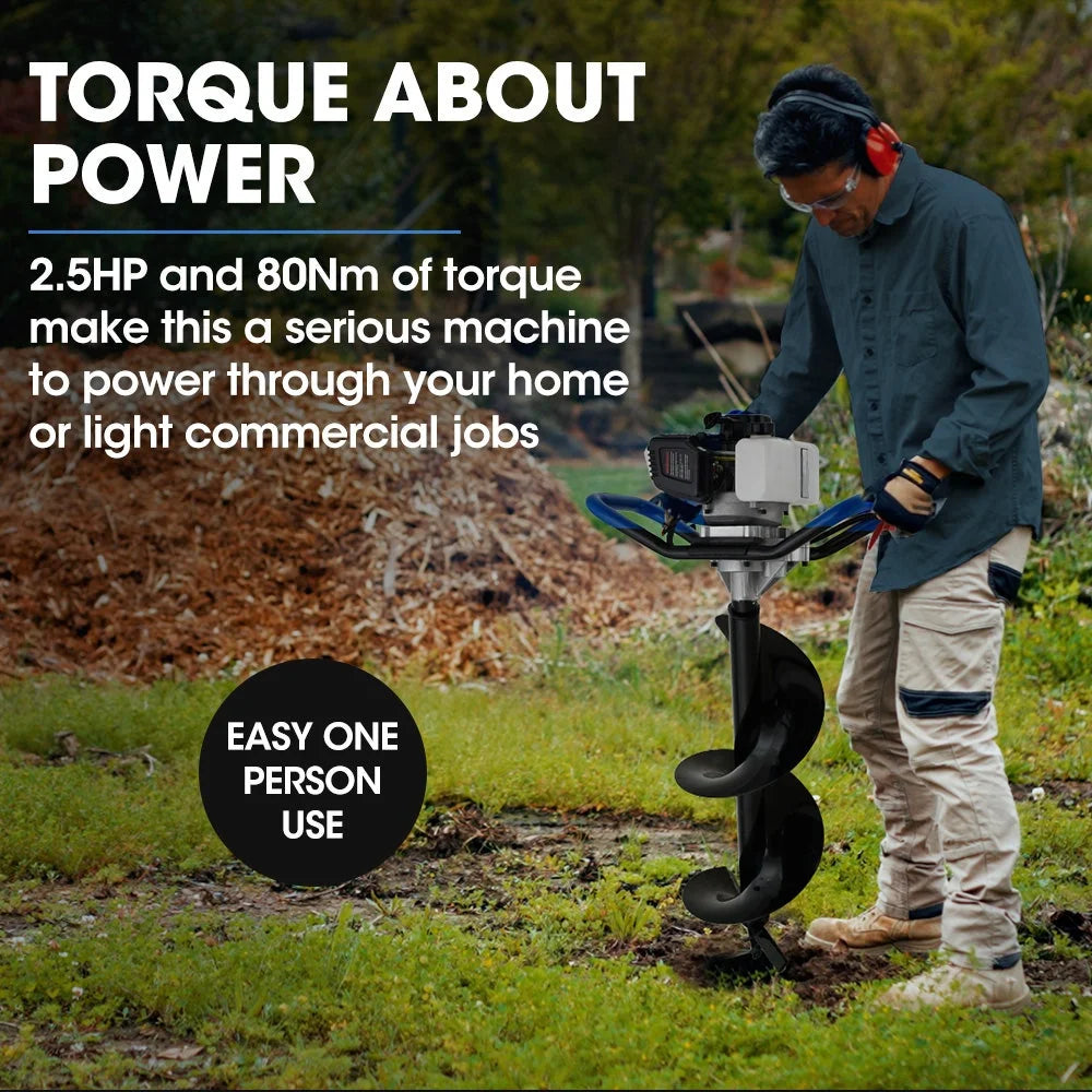 POWERBLADE PD950 52cc 2-Stroke Petrol Post Hole Digger w/ 3