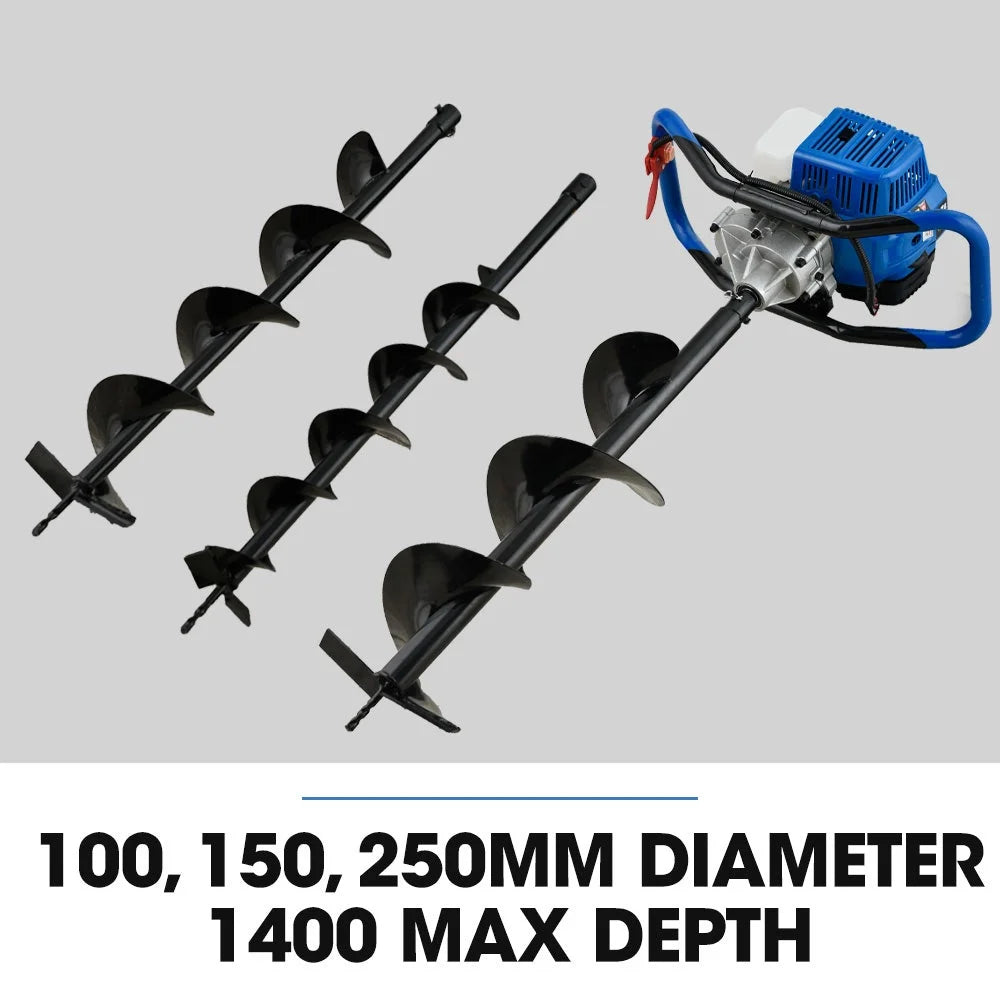 POWERBLADE PD950 52cc 2-Stroke Petrol Post Hole Digger w/ 3