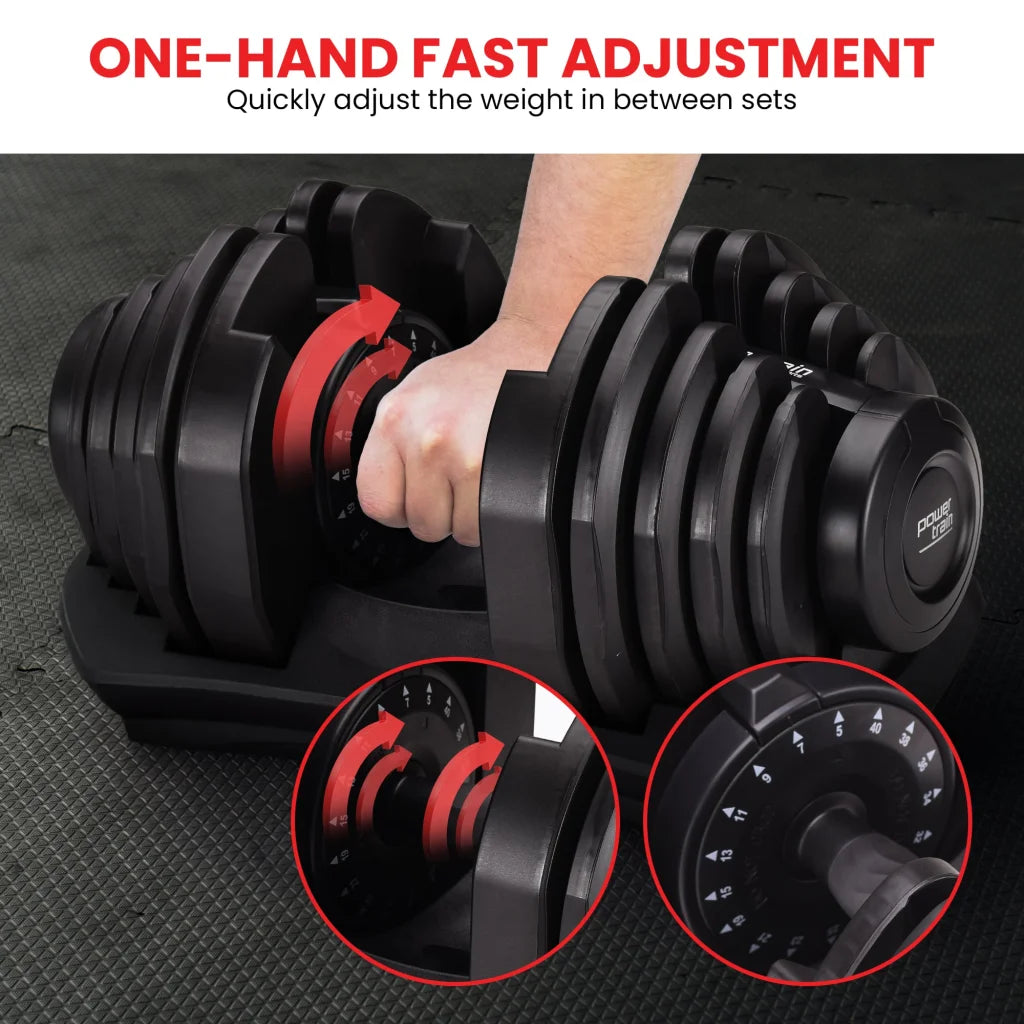 Powertrain 1x 40kg Adjustable Dumbbell - Sports & Fitness >