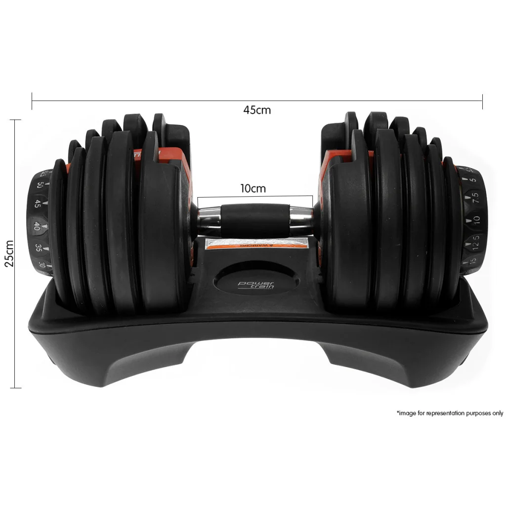 Powertrain 1x 40kg Adjustable Dumbbell - Sports & Fitness >