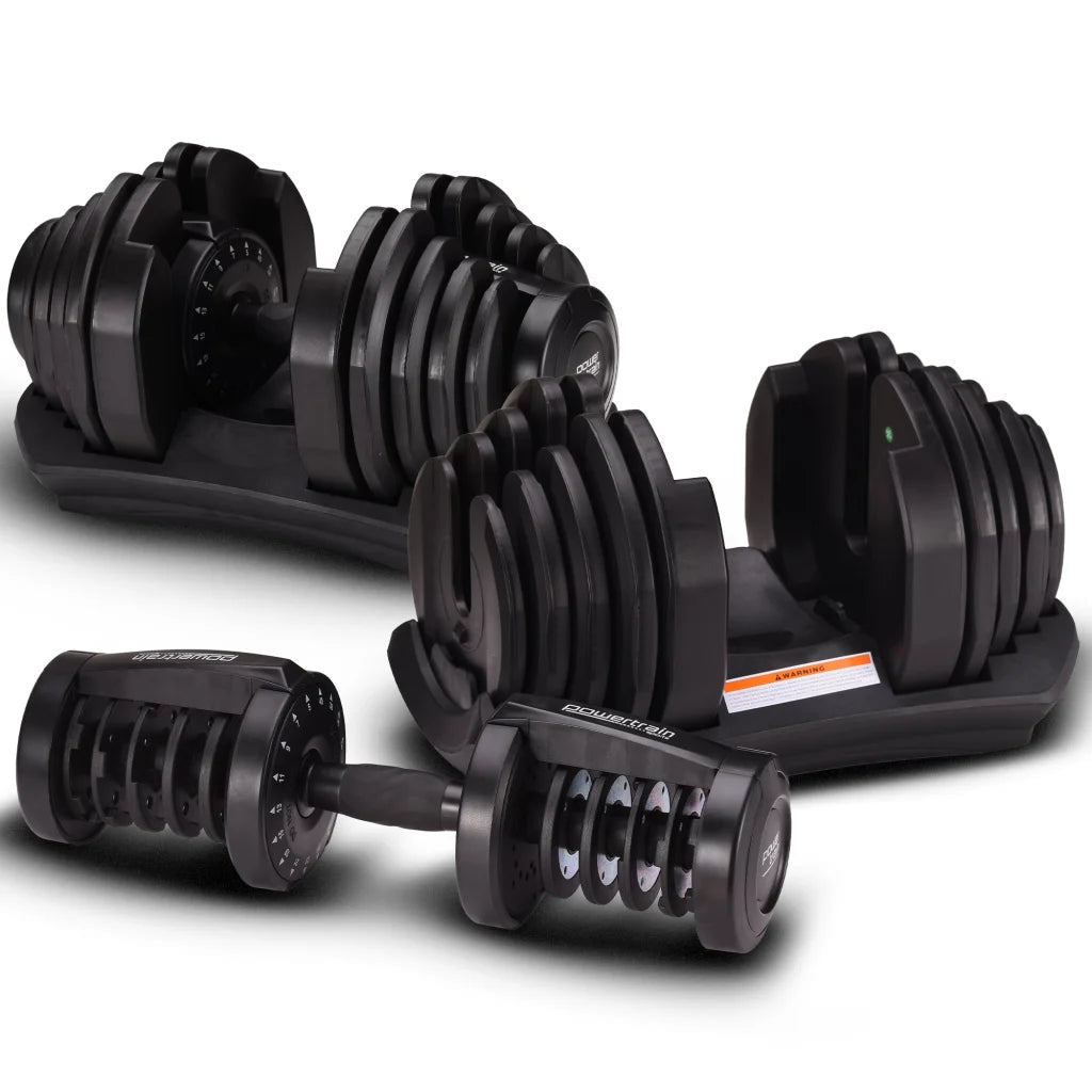 Powertrain 2 x 40kg Powertrain Adjustable Dumbbells Home