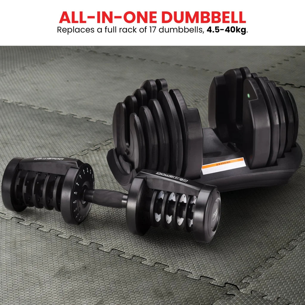Powertrain 2 x 40kg Powertrain Adjustable Dumbbells Home