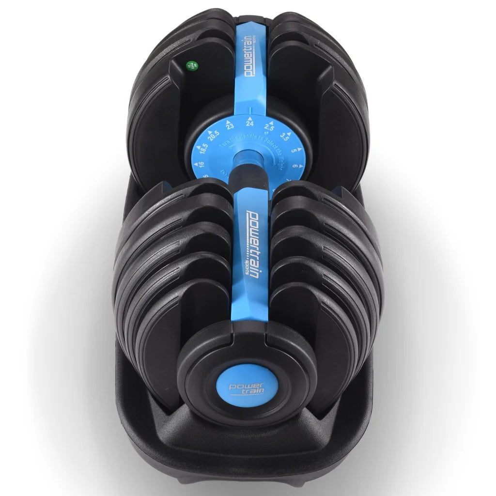 Powertrain 24KG Adjustable Home Gym Dumbbell - Blue