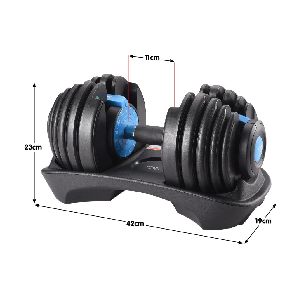 Powertrain 24KG Adjustable Home Gym Dumbbell - Blue