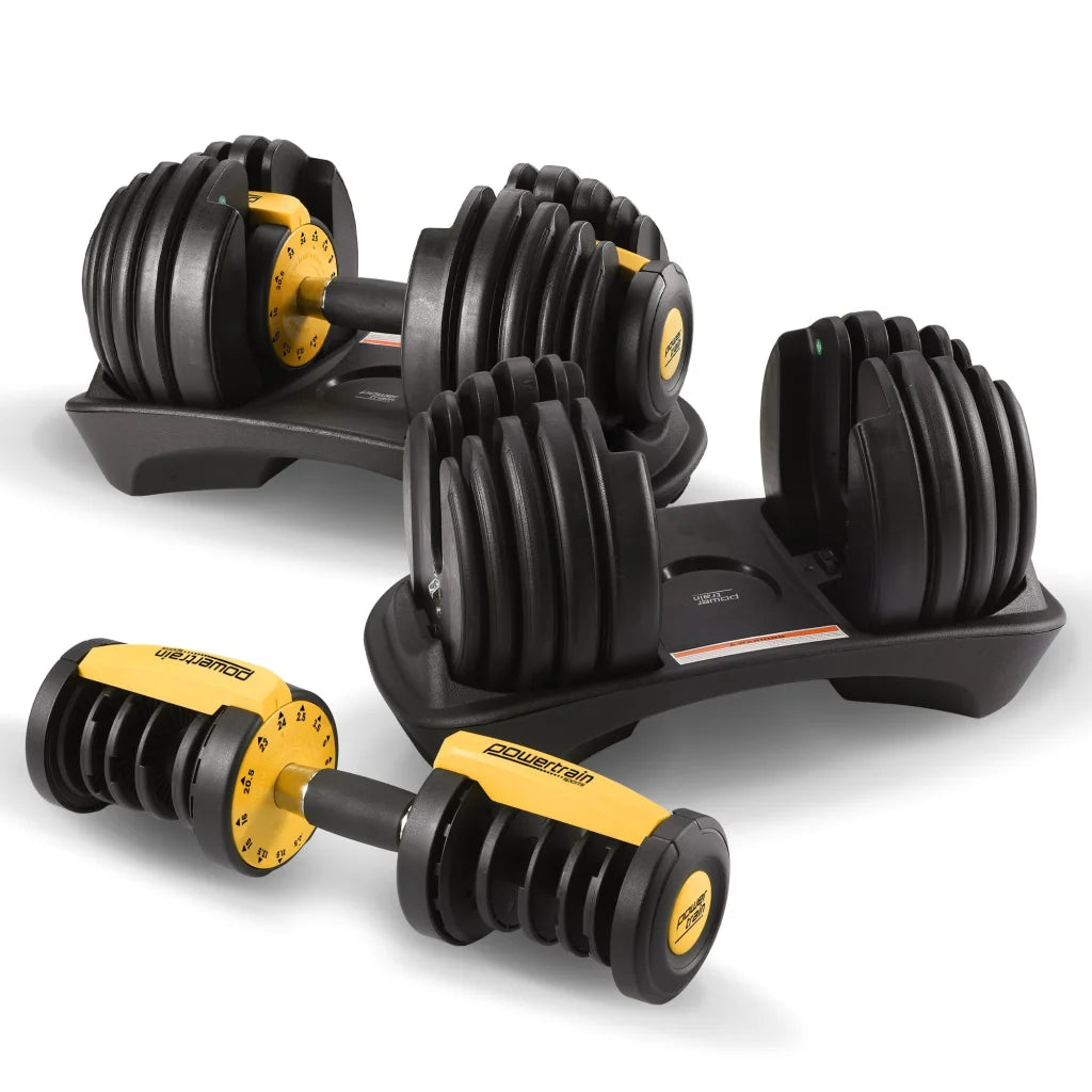 Powertrain 48kg Adjustable Dumbbell Home Gym Set Gold