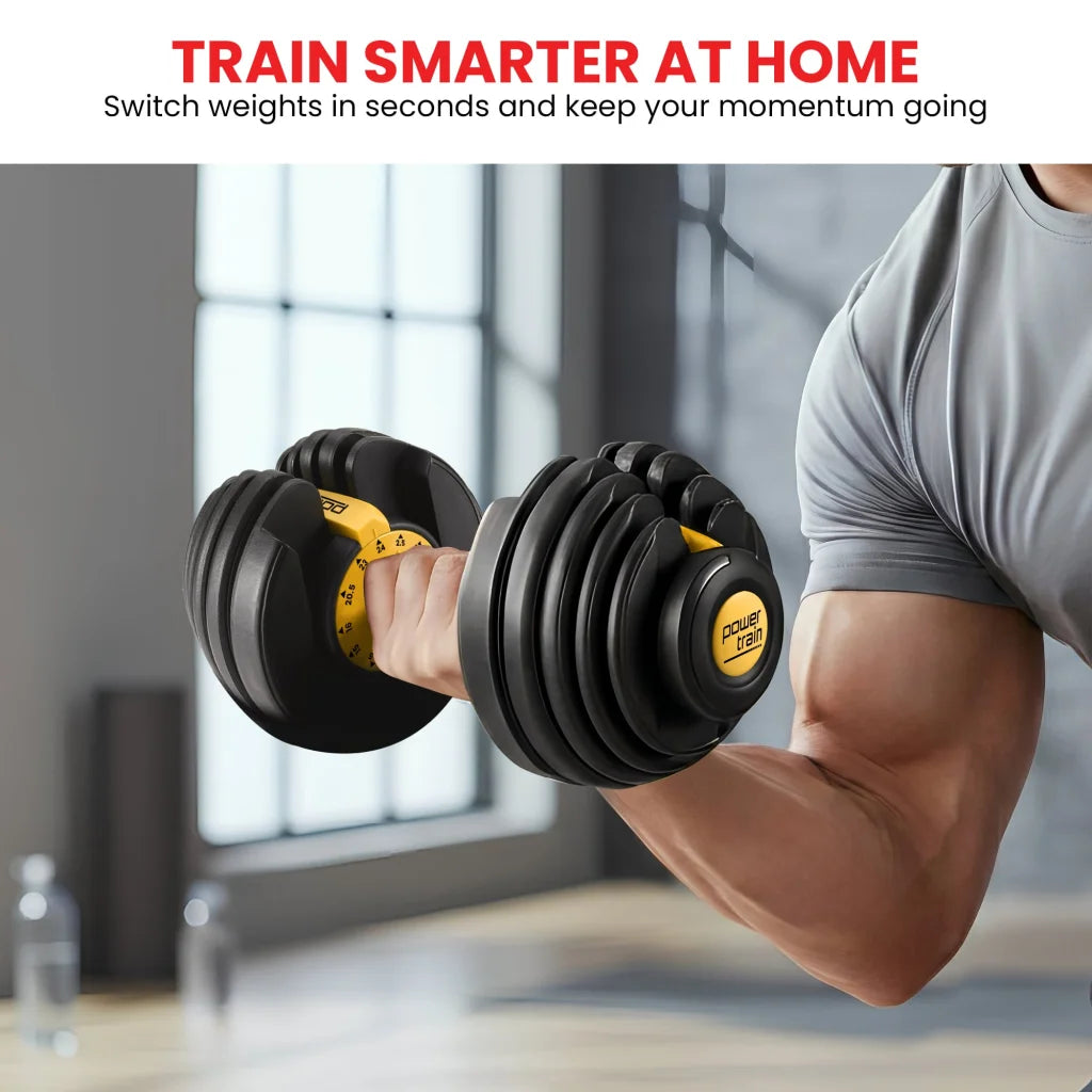 Powertrain 48kg Adjustable Dumbbell Home Gym Set Gold
