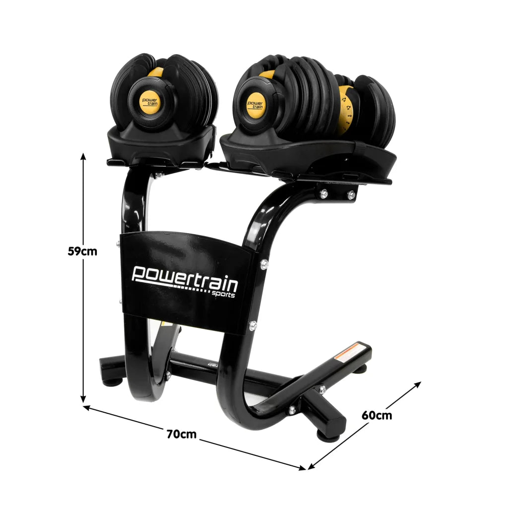 Powertrain adjustable dumbbell with colour and construction cues