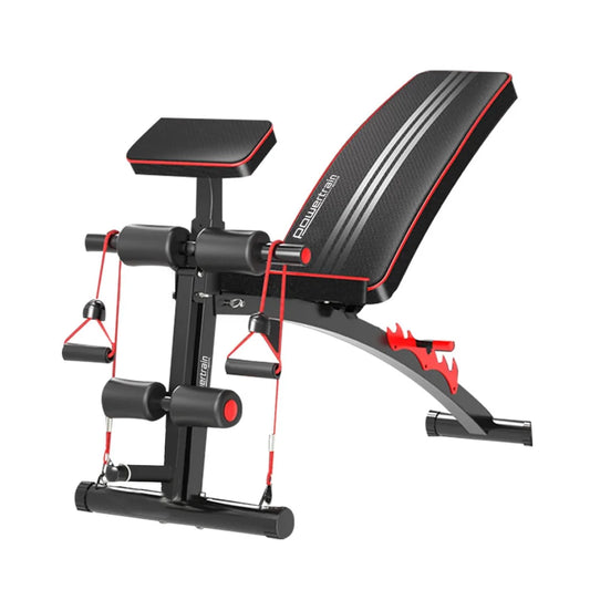 Powertrain Adjustable FID Home Gym Bench with Preacher Curl