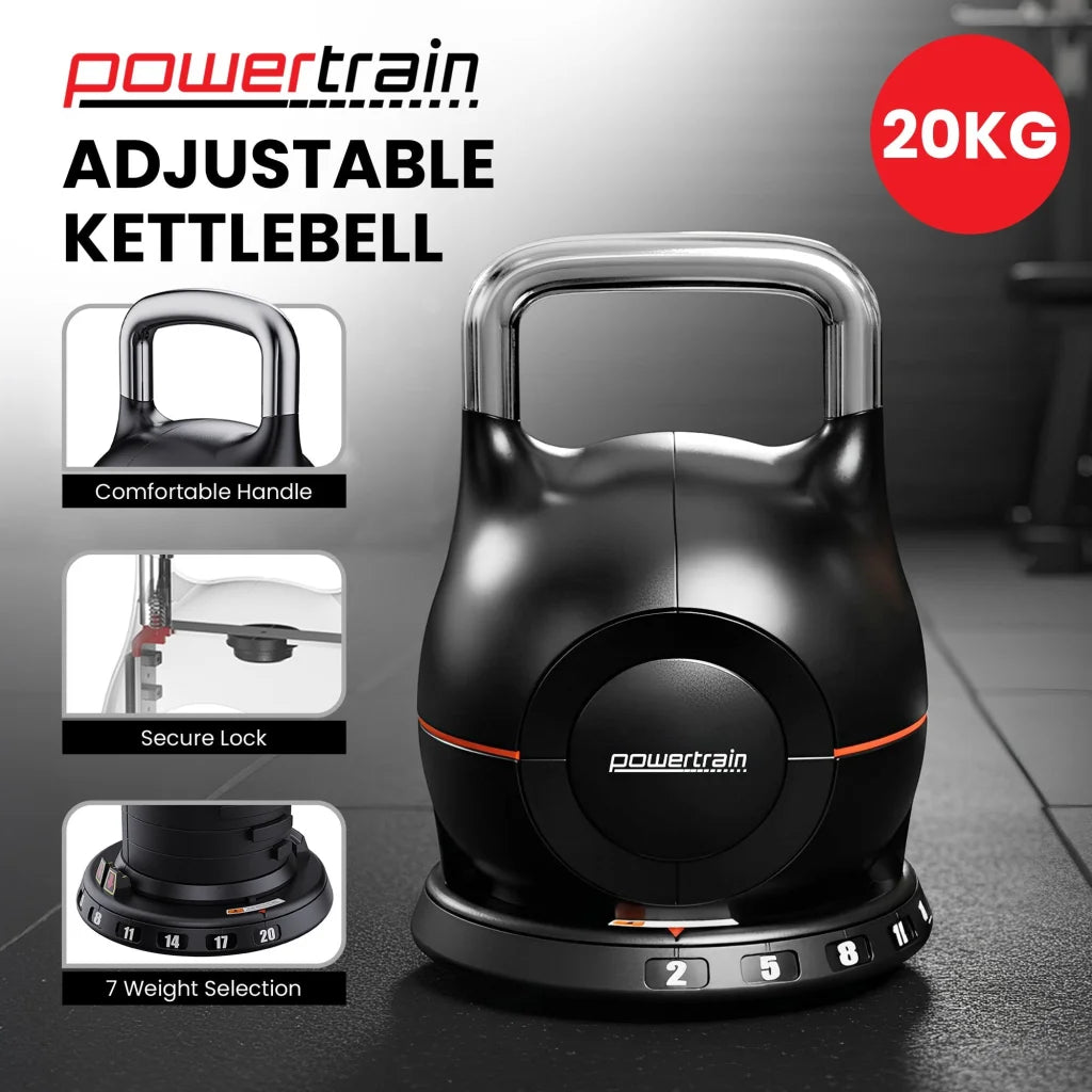 Powertrain Adjustable Kettlebell 20kg 7 in 1 Weight