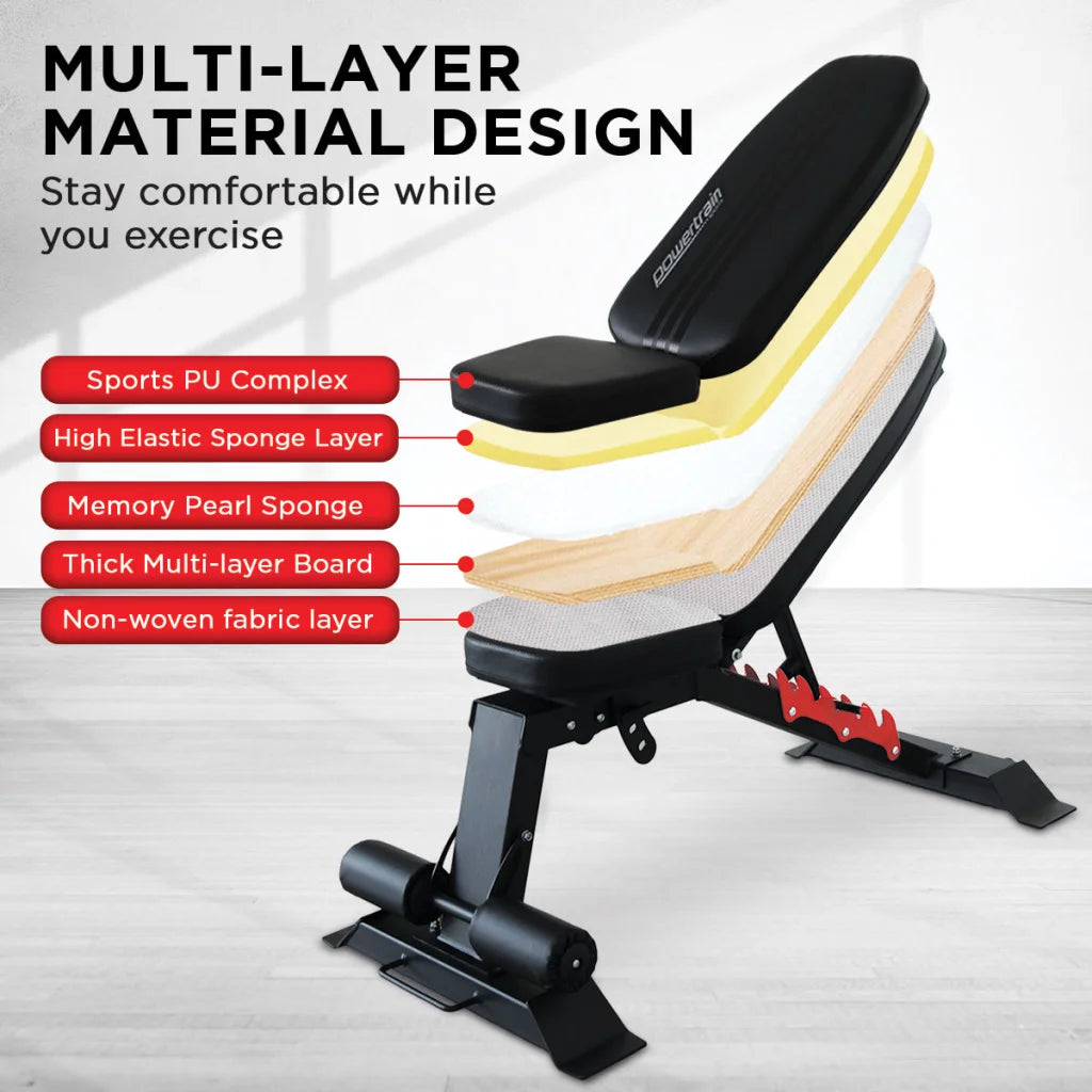 Powertrain Home Gym Adjustable Dumbbell Bench - Sports &