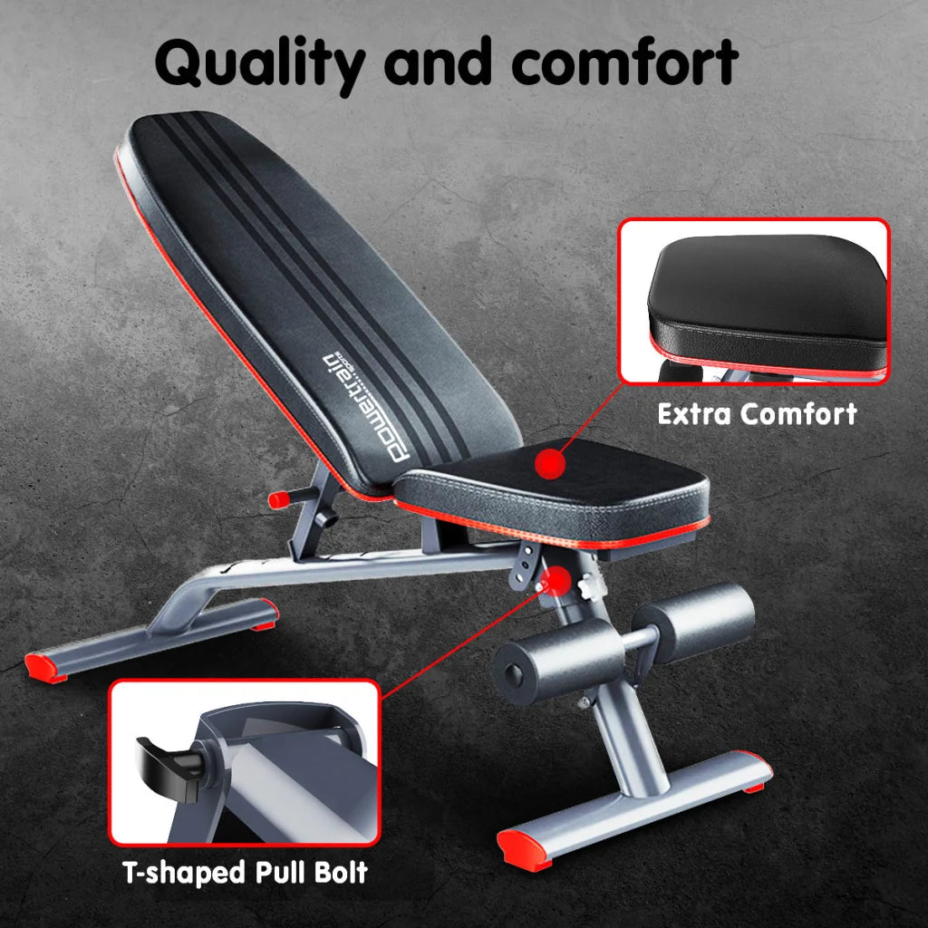Powertrain Home Gym Bench Adjustable Flat Incline Decline