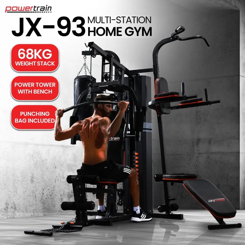 Powertrain Multi Station Home Gym 150lbs Weights Punching