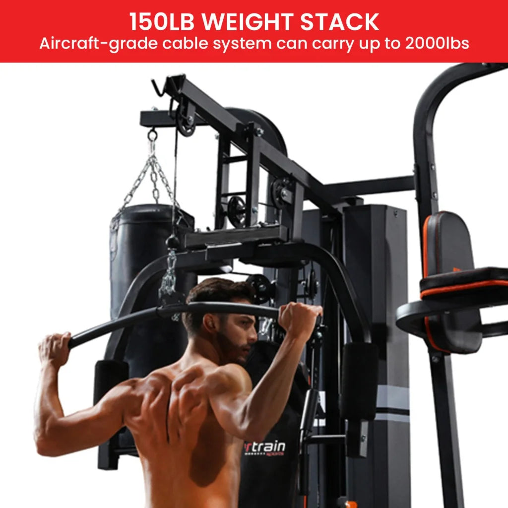 Powertrain Multi Station Home Gym 150lbs Weights Punching