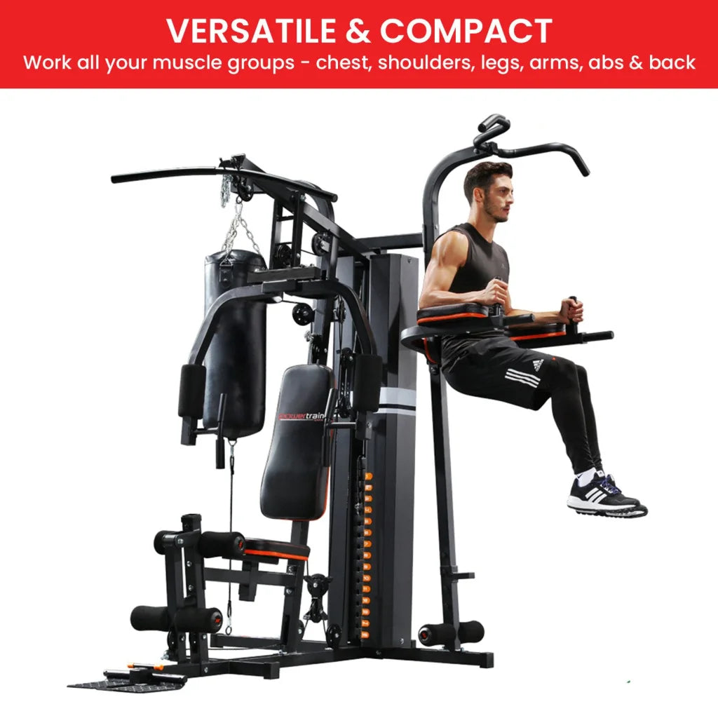 Powertrain Multi Station Home Gym 150lbs Weights Punching