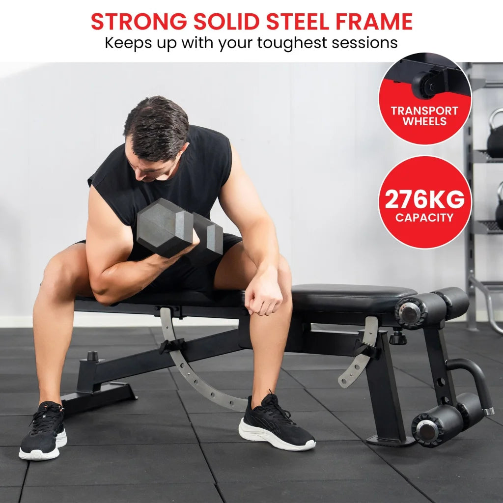 Powertrain Multi Workout Bench with Transport Wheels