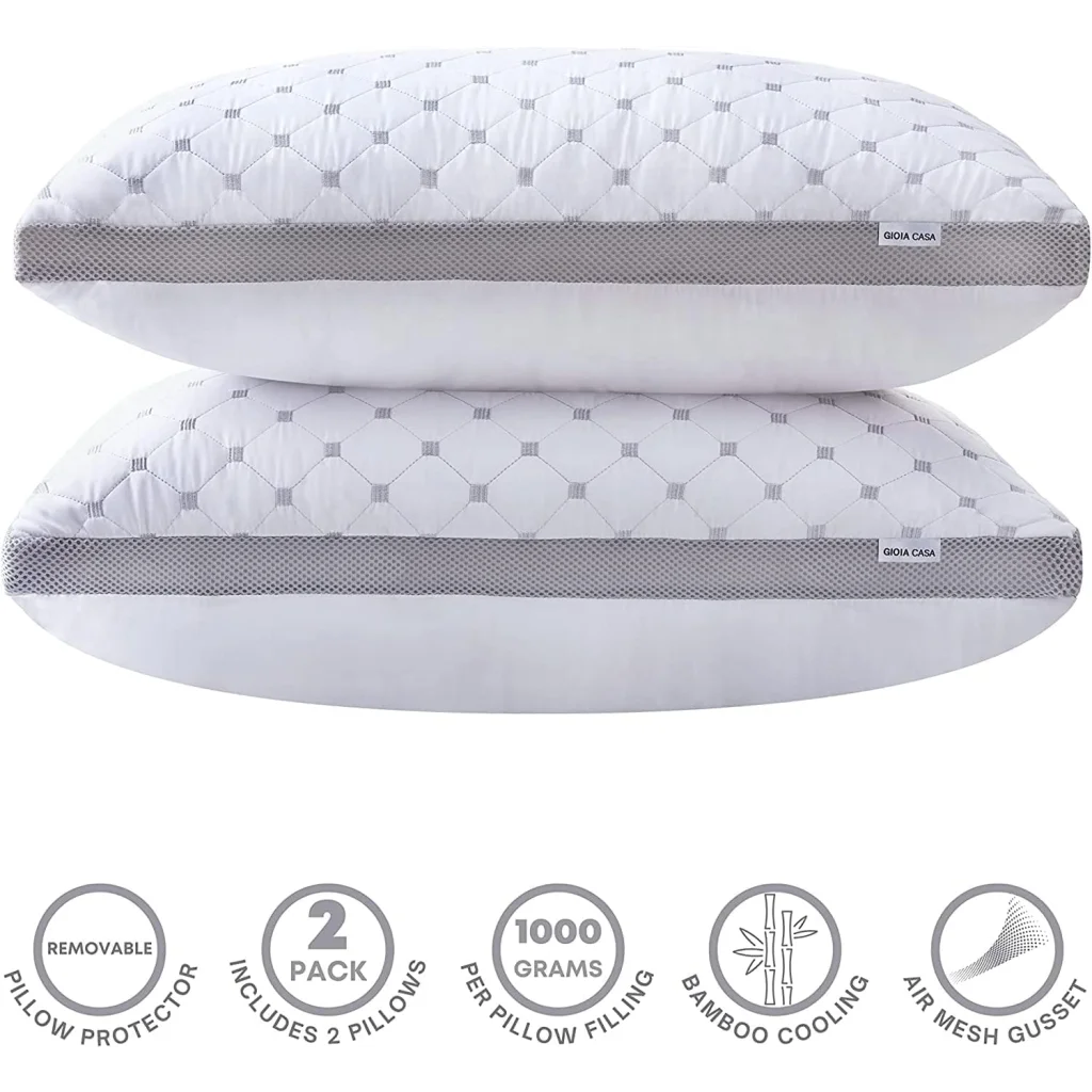 Premium Bamboo Cooling Twin Pack Plush Down-Like Pillows