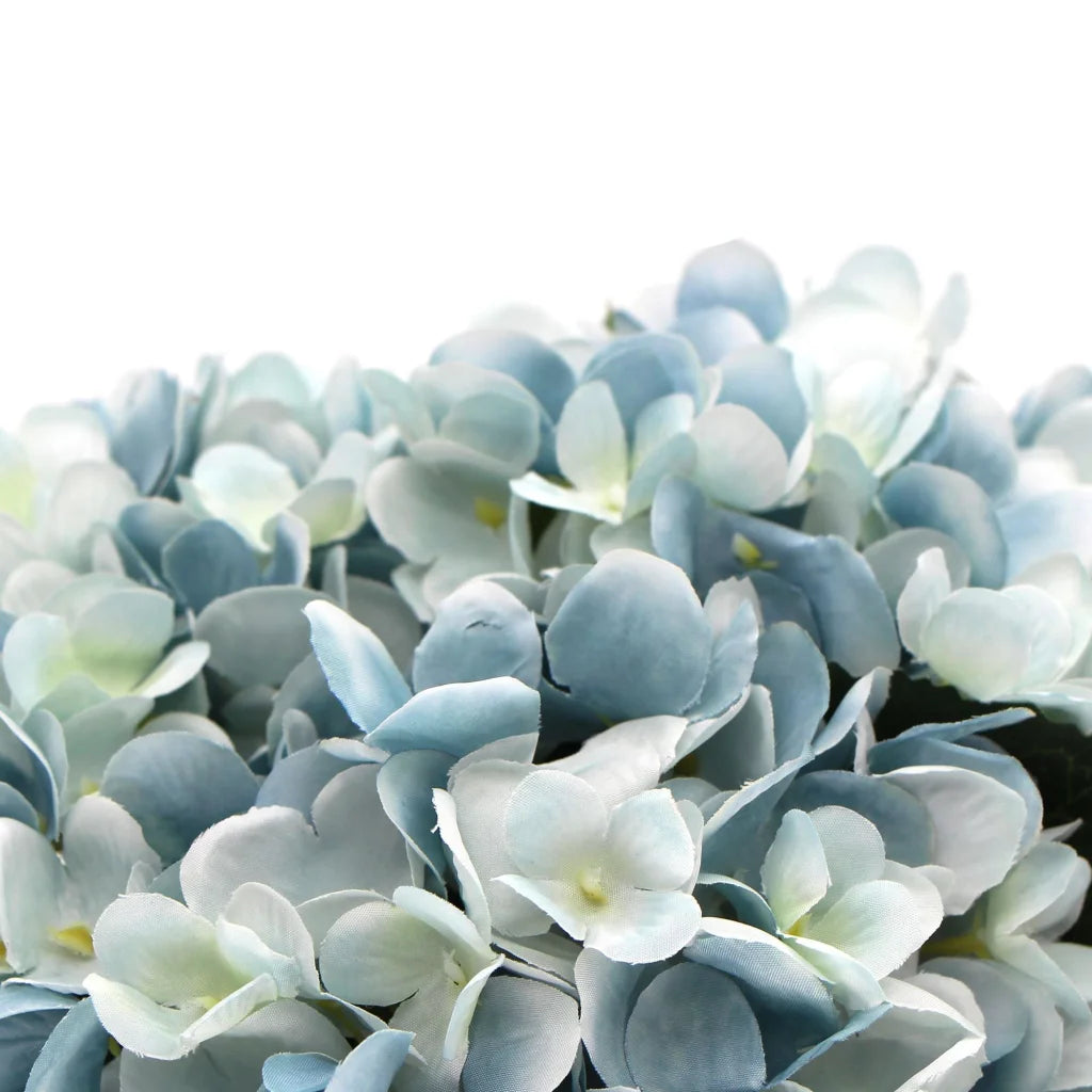 Premium Faux Hydrangea Artificial Flowering Blue with Glass