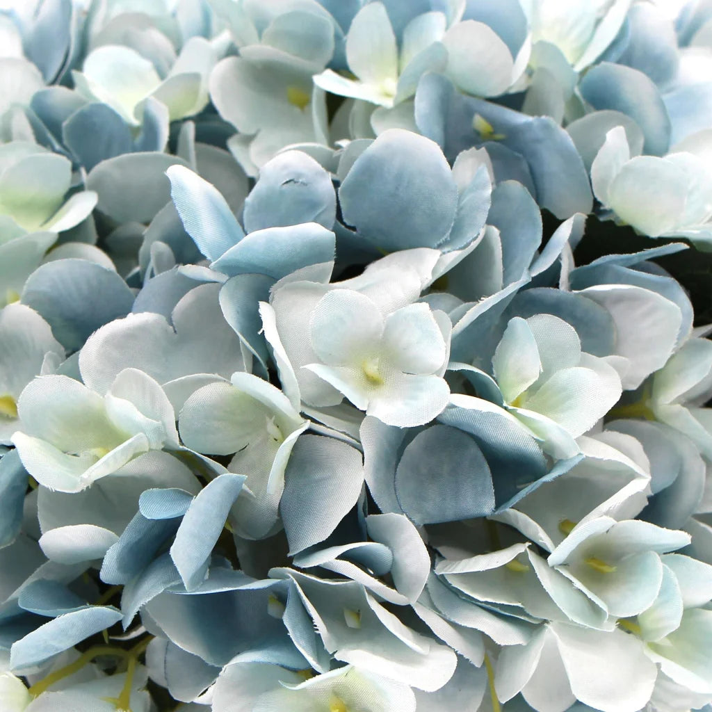 Premium Faux Hydrangea Artificial Flowering Blue with Glass