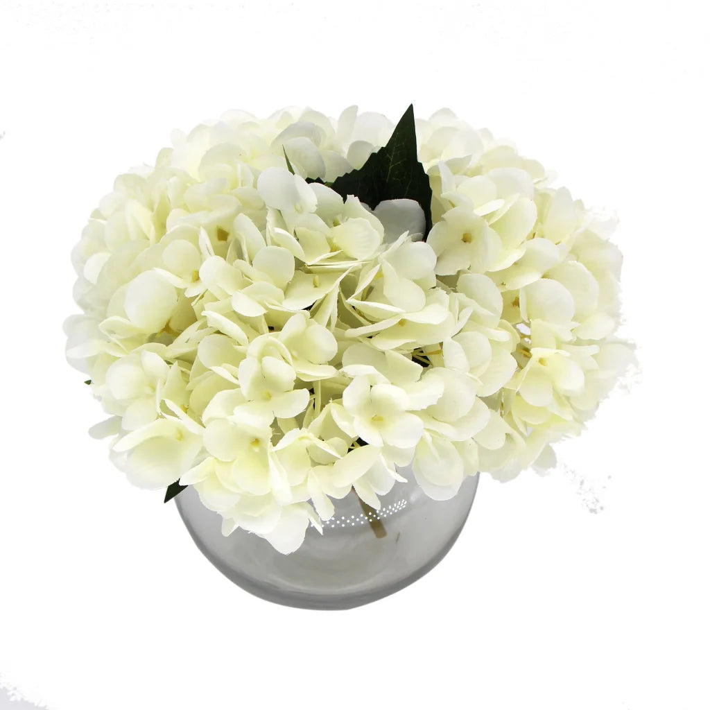 Premium Faux Hydrangea Artificial Flowering White