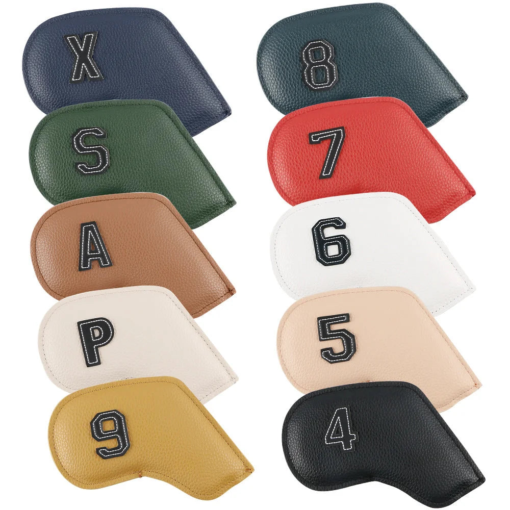 Premium PU Leather Golf Iron Headcover Set (10pcs)