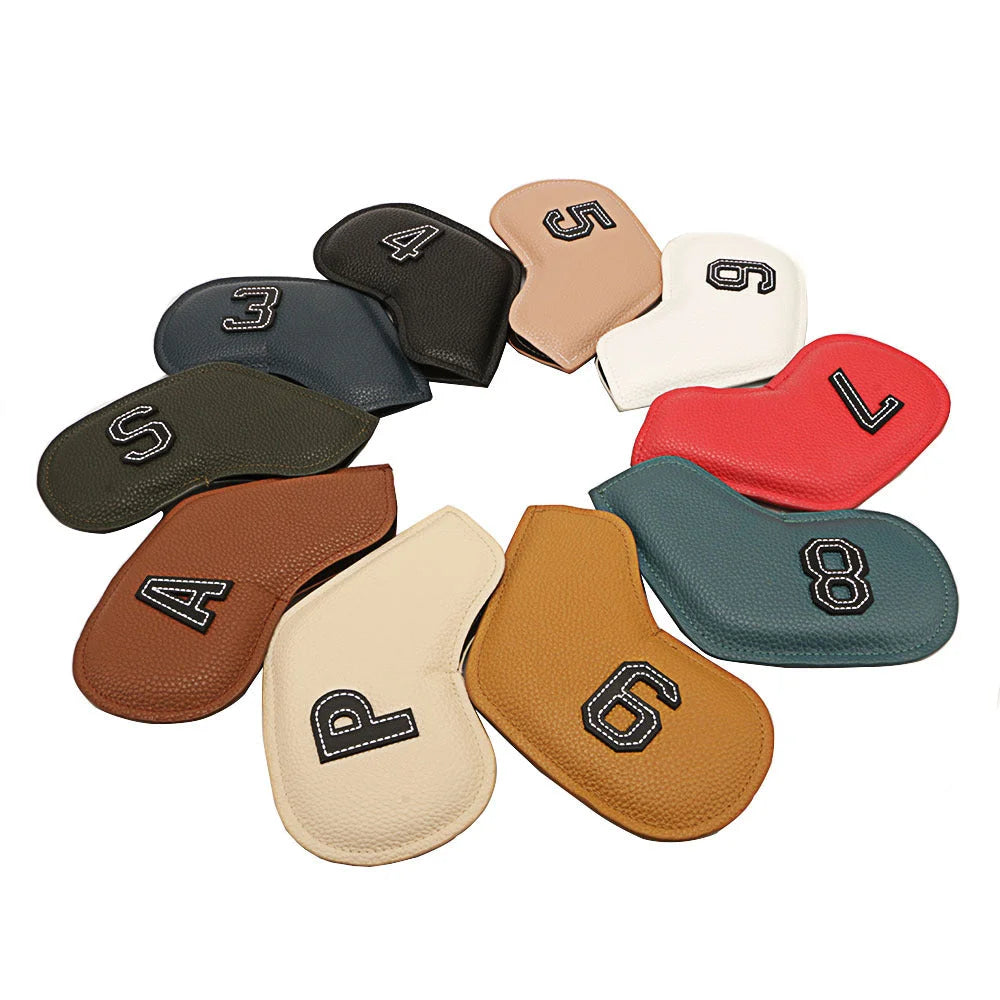 Premium PU Leather Golf Iron Headcover Set (10pcs)
