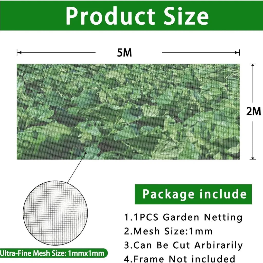 Premium Thickened Black Insect & Bird Protection Net - 2x5m