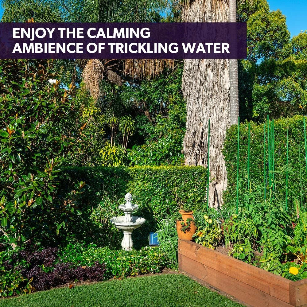 PROTEGE 3 Tier Solar Powered Water Feature Fountain Bird