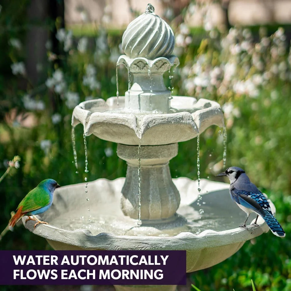 PROTEGE 3 Tier Solar Powered Water Feature Fountain Bird