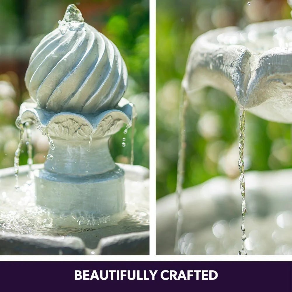PROTEGE 3 Tier Solar Powered Water Feature Fountain Bird