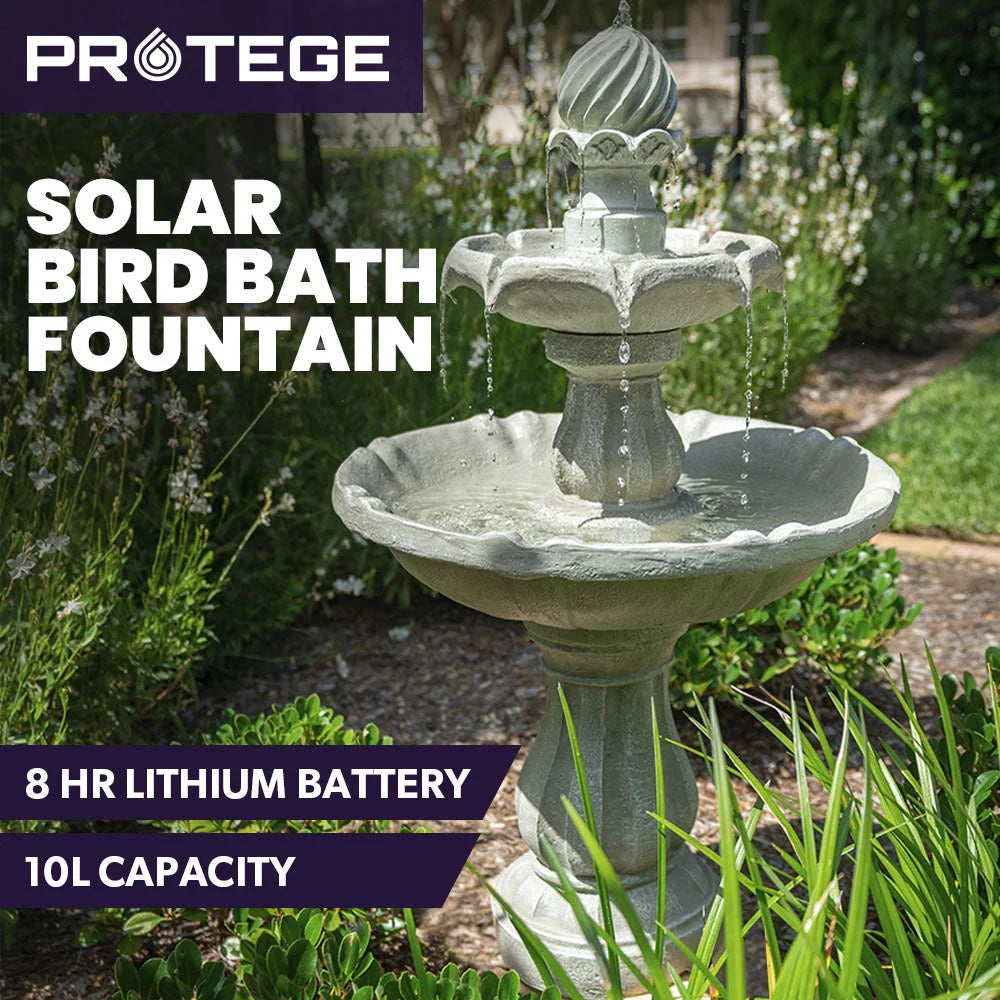 PROTEGE 3 Tier Solar Powered Water Feature Fountain Bird