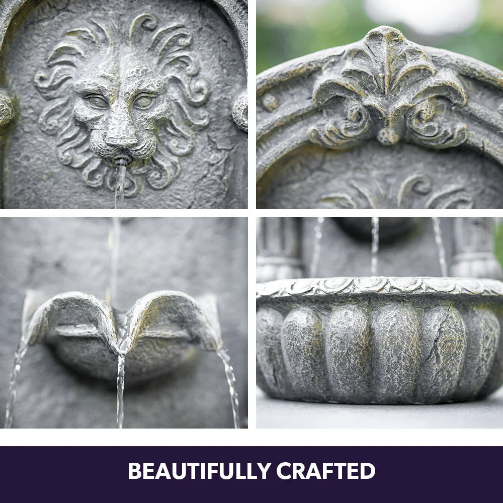 PROTEGE Lion Head Solar Powered Water Feature Fountain