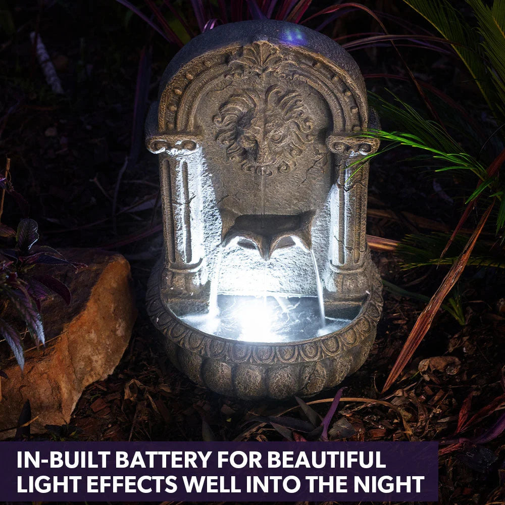 PROTEGE Lion Head Solar Powered Water Feature Fountain